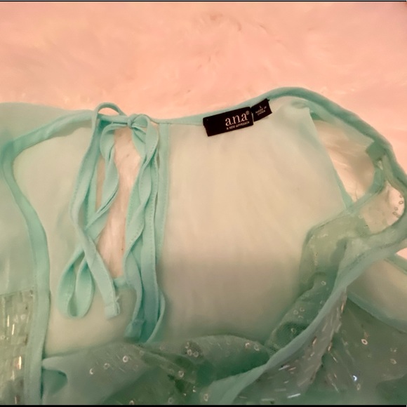 EUC Size Large Sheer Mint Green Beaded Sequin Peplum Tank - Picture 7 of 9